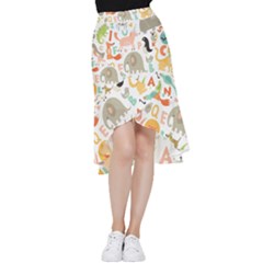 Children Alphabet Seamless Pattern Frill Hi Low Chiffon Skirt by Simbadda