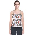 Seamless Pattern With Cute Little Kittens Various Color Velvet Spaghetti Strap Top View1