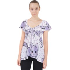 Cats Pattern Design Lace Front Dolly Top