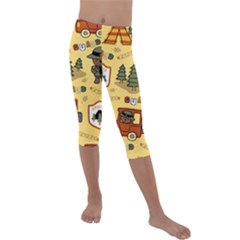 Seamless Pattern Funny Ranger Cartoon Kids  Lightweight Velour Capri Leggings 