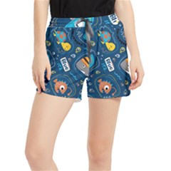 Seamless Pattern Vector Submarine With Sea Animals Cartoon Women s Runner Shorts by Simbadda