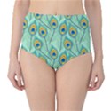 Lovely Peacock Feather Pattern With Flat Design Classic High-Waist Bikini Bottoms View1