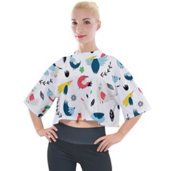 Vector Set Isolates With Cute Bird Scandinavian Style Mock Neck Tee by Simbadda
