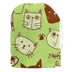 Cute-hand-drawn-cat-seamless-pattern Drawstring Pouch (3xl) by Simbadda