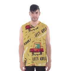 Childish-seamless-pattern-with-dino-driver Men s Basketball Tank Top by Simbadda
