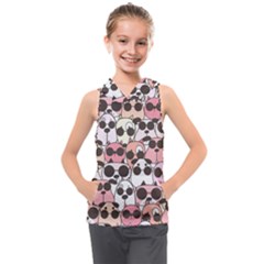 Cute-dog-seamless-pattern-background Kids  Sleeveless Hoodie by Simbadda