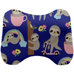 Hand-drawn-cute-sloth-pattern-background Head Support Cushion by Simbadda