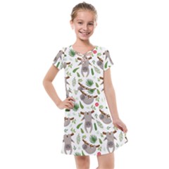 Seamless-pattern-with-cute-sloths Kids  Cross Web Dress