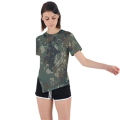 Camouflage-splatters-background Asymmetrical Short Sleeve Sports Tee