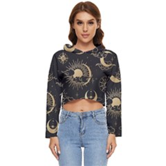 Asian Seamless Pattern With Clouds Moon Sun Stars Vector Collection Oriental Chinese Japanese Korean Women s Lightweight Cropped Hoodie by Grandong