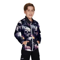 Halloween Party Skulls, Demonic Pumpkins Pattern Kids  Windbreaker by Casemiro