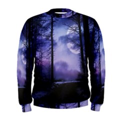Moonlit A Forest At Night With A Full Moon Men s Sweatshirt by Proyonanggan
