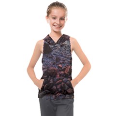 Twilight Treasures: Rocky Beachscape  Kids  Sleeveless Hoodie by dflcprintsclothing