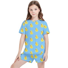Rubber Duck Pattern Kids  Tee And Sports Shorts Set by Valentinaart