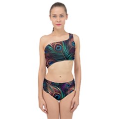 Peacock Feathers Nature Feather Pattern Spliced Up Two Piece Swimsuit