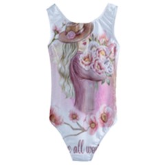 Women With Flowers Kids  Cut-out Back One Piece Swimsuit by fashiontrends