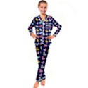 Micro Duck Pattern Kids  Satin Long Sleeve Pajamas Set View1