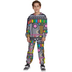 Pattern Geometric Abstract Colorful Arrow Line Circle Triangle Kids  Sweatshirt Set by Bangk1t