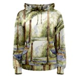 Trees Park Watercolor Lavender Flowers Foliage Women s Pullover Hoodie