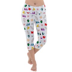 Snail Butterfly Pattern Seamless Lightweight Velour Capri Yoga Leggings