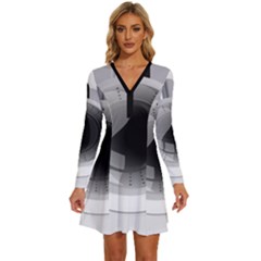 Washing Machines Home Electronic Long Sleeve Deep V Mini Dress  by pakminggu