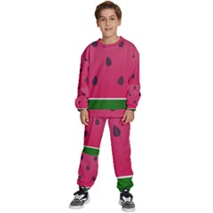 Watermelon Fruit Summer Red Fresh Food Healthy Kids  Sweatshirt Set by pakminggu