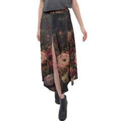 Flower Nature Background Bloom Velour Split Maxi Skirt