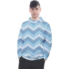 Seamless Pattern Of Cute Summer Blue Line Zigzag Men s Pullover Hoodie by Grandong