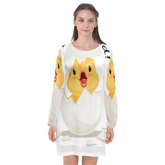 Cute Chick Long Sleeve Chiffon Shift Dress 