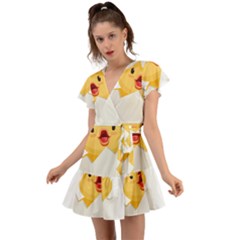 Cute Chick Flutter Sleeve Wrap Dress