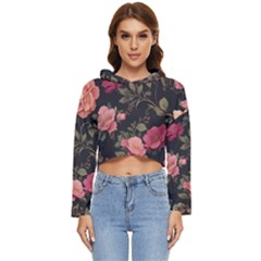 Flower Pattern Women s Lightweight Cropped Hoodie