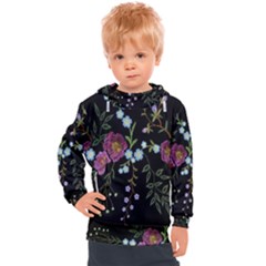 Embroidery-trend-floral-pattern-small-branches-herb-rose Kids  Hooded Pullover by pakminggu