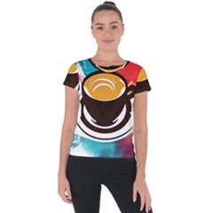 Coffee Tea Cappuccino Short Sleeve Sports Top  by uniart180623