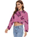 Pink Glitter Butterfly Women s Lightweight Cropped Hoodie View2