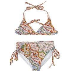 Vintage World Map Europe Globe Country State Kids  Classic Bikini Set by Grandong