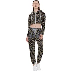 Pattern Abstract Runes Graphic Cropped Zip Up Lounge Set