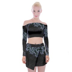 Vapor Wave Aesthetic Art Neon Asian Kanagawa Japanese Off Shoulder Top With Mini Skirt Set