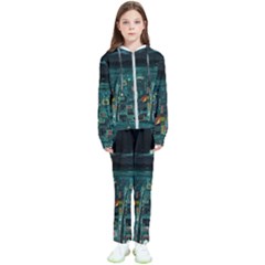 Night Black City Neon Sky Stars Moon Abstract Kids  Tracksuit by Cowasu