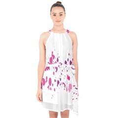 Blot-01  Halter Collar Waist Tie Chiffon Dress