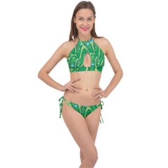 Golf Course Par Golf Course Green Cross Front Halter Bikini Set by Cowasu