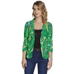 Golf Course Par Golf Course Green Women s One-button 3/4 Sleeve Short Jacket by Cowasu