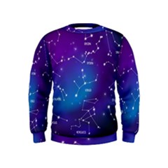 Realistic Night Sky With Constellations Kids  Sweatshirt by Cowasu