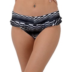 Art-optical-black-white-contrast Frill Bikini Bottoms