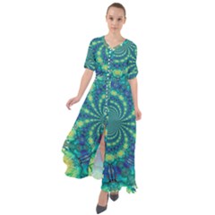 Fractal Waist Tie Boho Maxi Dress