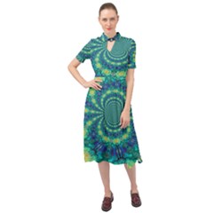 Fractal Keyhole Neckline Chiffon Dress