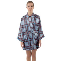Pattern-cross-geometric-shape Long Sleeve Satin Kimono