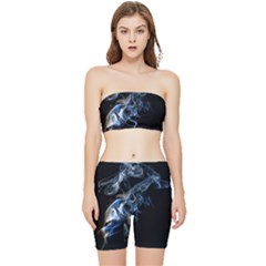 Smoke-flame-dynamic-wave-motion Stretch Shorts And Tube Top Set