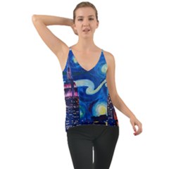 Starry Night In New York Van Gogh Manhattan Chrysler Building And Empire State Building Chiffon Cami by Sarkoni
