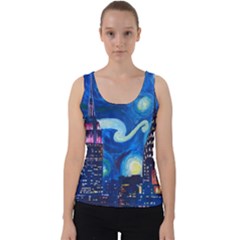 Starry Night In New York Van Gogh Manhattan Chrysler Building And Empire State Building Velvet Tank Top