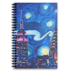 Starry Night In New York Van Gogh Manhattan Chrysler Building And Empire State Building 5 5  X 8 5  Notebook by Sarkoni